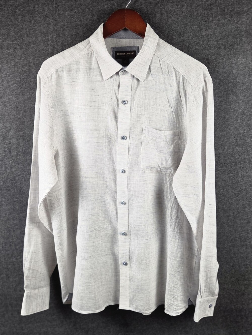 Johnston And Murphy Shirt Mens Medium White Long Sleeve Button Up Solid Linen